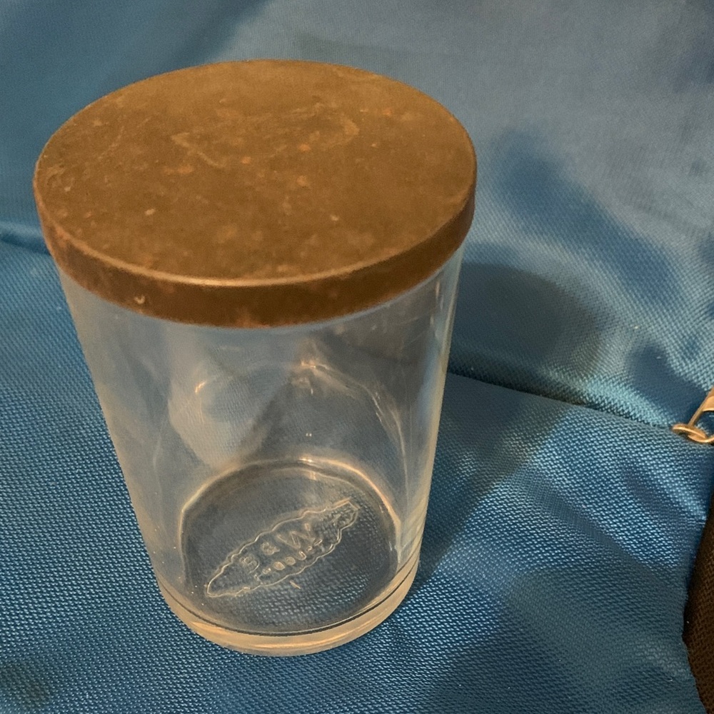 Clear Glass  Snuff Jar with Metal Lid